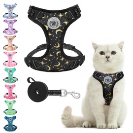 BEAUTYZOO Cat Harness and Leash Set for Walking Escape Proof, Neck Release Adjustable Harness for Kitten Puppy Small Medium Large Cats, Soft Cute Easy Control Small Cat Harness for Cats Boy and Girls