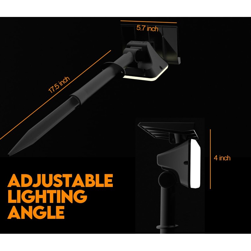 2-Pack Solar Spotlights with 64 LEDs, IP65 Waterproof Outdoor Landscape