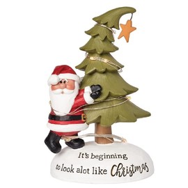 Blossom Bucket Santa with Lighted Christmas Tree