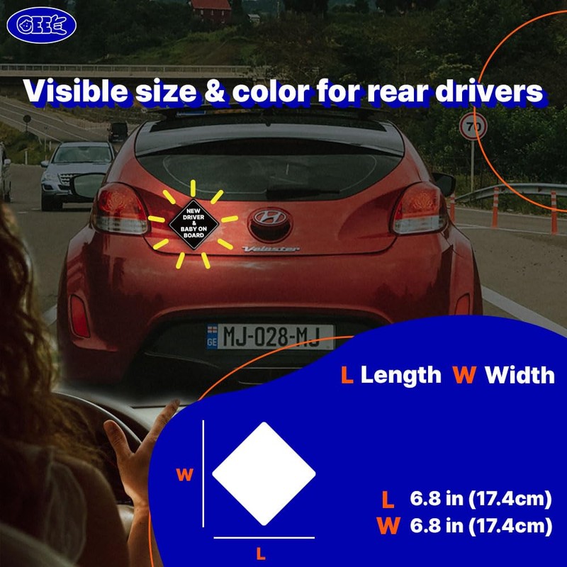 GEEKBEAR New Driver and Baby on Board Car Sign -