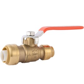 SharkBite 3/4 x 1/2 in PTC Reducing Ball Valve, Push-to-Connect Brass Water Shut-Off Plumbing Fitting, 22973LF