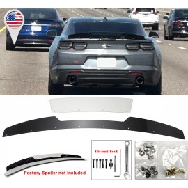 SDeelCase 2 Pc Gurney Flap Matt Black Decklid Wickerbill For 16-Up Chevy Camaro RS Spoiler