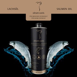 GranataPet Oleum Canis Lachsöl, Nahrungsergänzung für Hunde, schmackhaftes Lachsöl mit Omega-3 & Omega-6-Fettsäuren, 250 ml