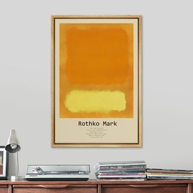 SIGNLEADER Framed Canvas Print Wall Art Bright Orange Yellow Geometric Color Blocks Abstract Shapes Illustration Modern Art Decorative Nordic Zen for Living Room, Bedroom, Office - 24"x36" Natural