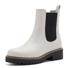 vodvob Women's Chelsea Boots Fashion Slip On Ankle Booties Casual Elastic Chunky Block Booties