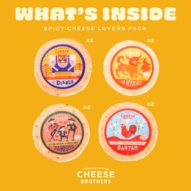 Cheese Bros. Spicy Cheese Lovers Gift Box | Fresh from Wisconsin | Gouda varieties include Honey Sriracha, Mango Habanero, El Diablo Scorpion Pepper and 3 Amigos Triple Pepper | Food Gifting Idea
