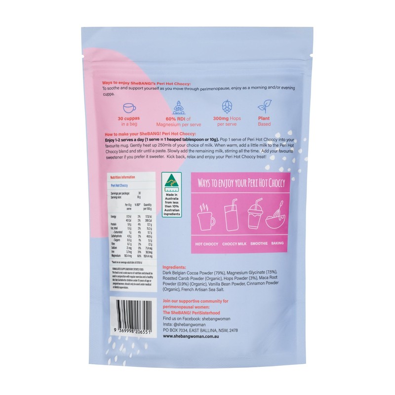 SheBANG! Woman Peri Hot Choccy with Magnesium Glycinate and Hops