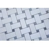 Thassos White Greek Marble Basketweave Mosaic Tile with Bardiglio Blue