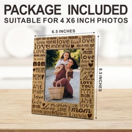 Mom Photo Frame, Mother's Day Frame Suitable for 4x6 photos, Wood brown Decorative Frame, Can Be Used for Desktop and Wall, Gift for mom from Son and Daughter, Holiday Gifts and Supplies - A03