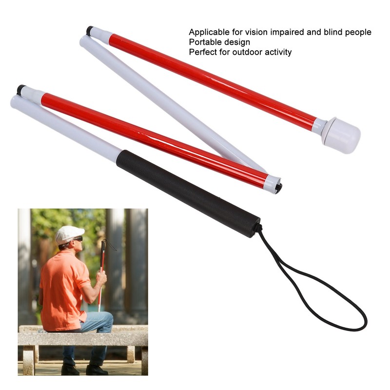 Blind Guide Cane Aluminum Alloy Portable Folding Walking Stick for