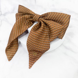 Burnaby Brown Pattern Long Ribbon Hairpin / 버나비 브라운 패턴 롱 리본 헤어핀