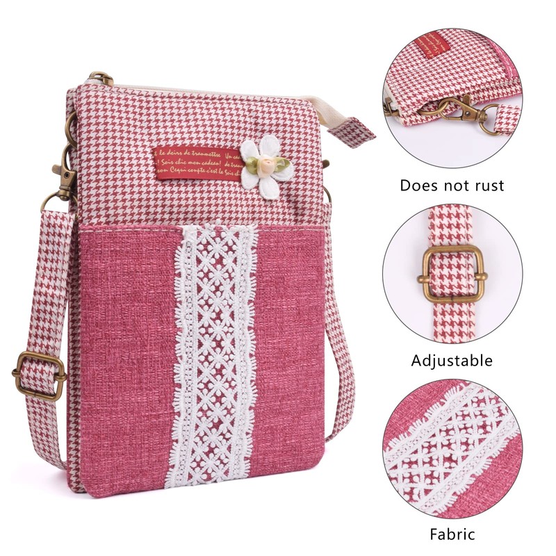 LassZone Small Crossbody Bag for Women Canvas Cell Phone Purse