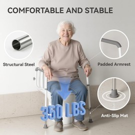 Loyoda Toilet Safety Rails Medical Grade Aluminum Alloy Sturdy Toilet Handle Height-Adjustable Leg Provides Support for Seniors, Disabled and Pregnant Women