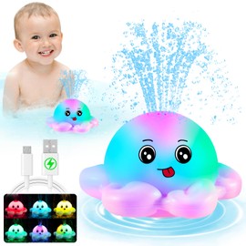 Gigilli Octopus Bath 2024 Badewannenspielzeug Baby badespielzeug, Wiederaufladbares Oktopus Badewanne Spielzeug, Automatisches Sprühwasser Baby Geschenk, Leuchtend Badespielzeug für Baby Kleinkinder