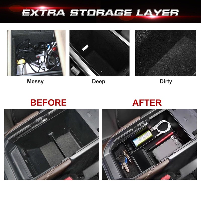 Xotic Tech Car Center Console Organizer Tray Armrest Glove Secondary