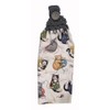Handcrafted Grey Crochet Topped Cats with Yarn Kitchen Towel