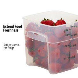 Cambro 4 QT (Quart) BPA-Free Square Food Storage Container with Lid (2 Pack) - FreshPro Series (Translucent)
