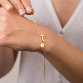 BAYLAY Cross Bracelet for Women, 14K Gold Plated Letter G Initial Bracelet for Women Gold Cross Bracelet Dainty Gold Bracelet Prayer Blessing Religious Christian Bracelet Teen Girls Gifts Trendy Stuff