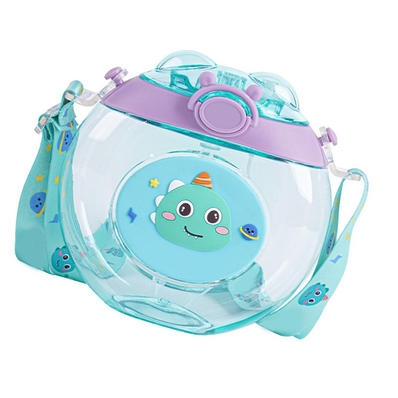 Donut Shaped Water Bottle Kids Cute Cartoon Plastic Portable Straw