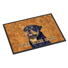 Caroline's Treasures SS4880JMAT Rottweiler Wipe Your Paws Doormat 24x36 Front Door Mat Indoor Outdoor Rugs for Entryway, Non Slip Washable Low Pile, 24H X 36W