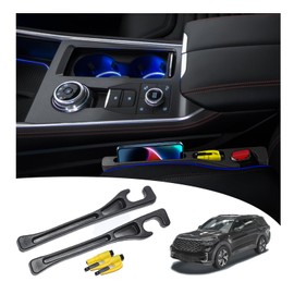 LLXGAB No Drop Seat Guard for Ford Explorer, Car Seat Side Gap Filler Organizer (2Pcs) with Emergency Keychain Car Escape Tool (2Pcs)​