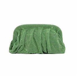 WuDiaoer Women Rhinestone Clutch Purse Diamond Evening Bag Chain Handbag Ladies Dumpling Bag Wedding Party Purse, Green