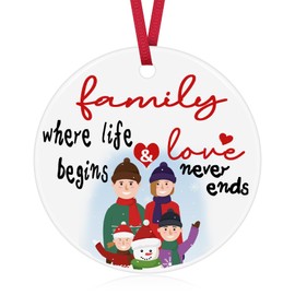 Family Christmas Ornament Ceramic Ornament Christmas Tree Decoration Birthday Gift for Family Dad Mom Daughter Son Aunt Grandma Grandpa Best Thank You Gift for Family Members