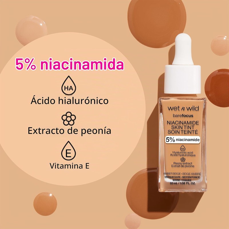 Base de Maquillaje Tinta Niacinamida – Cobertura Ligera, Acabado Natural