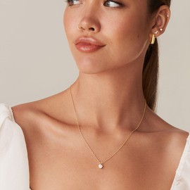 PAVOI 14K Pendant Necklace (Round CZ, Yellow Gold)