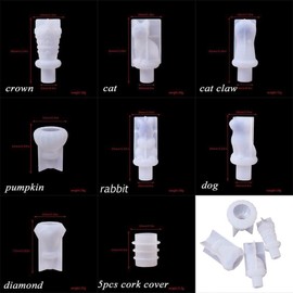 5Pcs White Bottle Stopper Silicone Mold, Crystal Epoxy Wine Stopper, Reusable Beverage Stoppers, Cork Cover, Bar and Wine Tools, Pourers