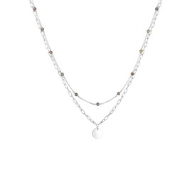 Elli Premium Women's Layered Bicycle Chain Labradorite Stone Necklace 925 Sterling Silver, Sterling Silver, Labradorite