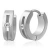 Zense - Men's Steel Earrings with Ring and CZ Diamond
