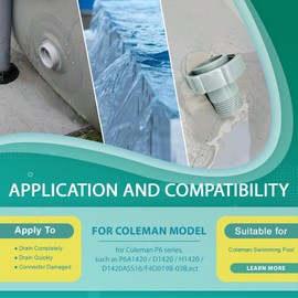 IHLOOTD Swimming Pool Drain Fitting Drain Connects for Coleman Pools ID 3.99 cm (1.57 Inch) Swimming Pool Drain Accessory with Hose Clamp for Pool Bottom Connection