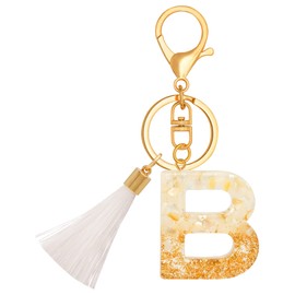 TTYY Initial Letter Keychain for Women Birthday gift To Little Girls Tassel Butterfly Pendant Key Ring for Backpack (White crystal LetterB)