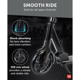 BOLDCUBE Big 2 Wheeler | Scooter for Kids & Teens Ages 7+ Years | Play & Commute | Front Suspension Fit with 200MM Wheels | Height Adjustable 86 to 111 cm