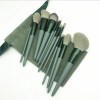 Set Brochas de maquillaje 13 piezas profesional y bolsa verde
