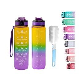Apex Sports Water Bottle with Straw, 1L Motivational water bottle with Time Marker, 32oz Leakproof Design, BPA Free, Tritan Plastic bottle for School, office and outdoor
