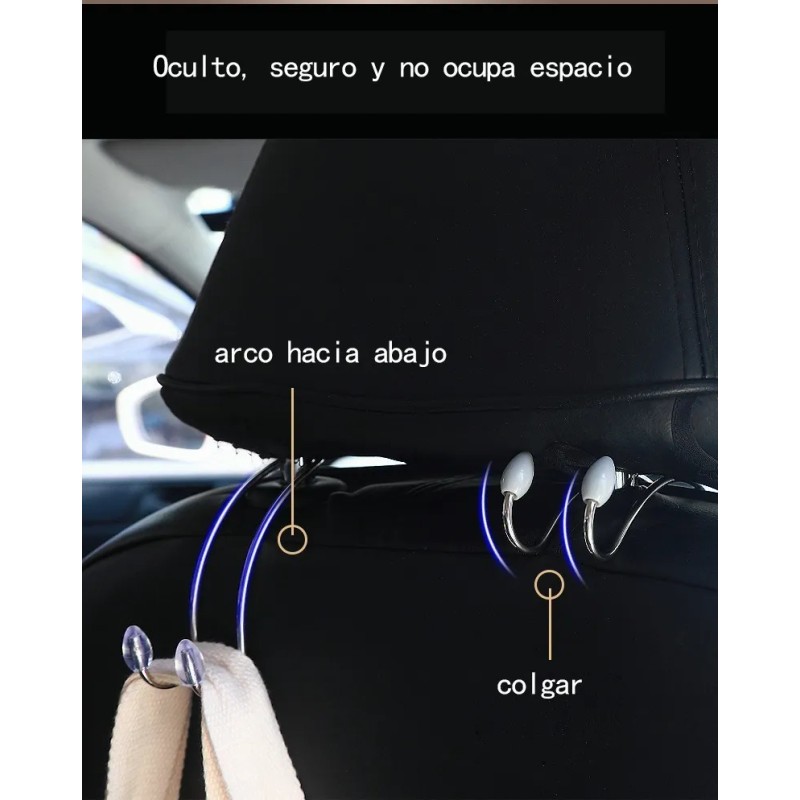 4 Pack Asiento Para Coche Ganchos Para Colgar Bolsas