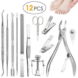 Unbranded 12Pcs Steel Ingrown Toenail Corrector Tool Treatment Nail Clipper Pedicure Kit