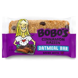 Bobo's Oatmeal Bars, Cinnamon Raisin, Gluten Free Vegan Whole Grain Oat Bars, Pack of 12
