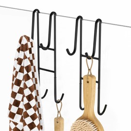 Cerbonny Shower Door Hooks (14 Inch), 2 Pack Super Extended Towel Hooks for Bathroom, Over Door Hooks, Shower Hooks for Frameless Glass Door, Black