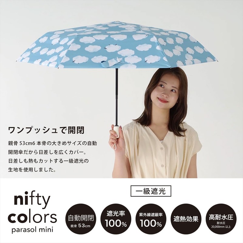 Nifty Colors 2436SX Folding Umbrella, Blackout Sheep Cloud Automatic Mini