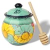Hand-Painted Ceramic Honey Jar, 8 oz Honey Pot with Dipper