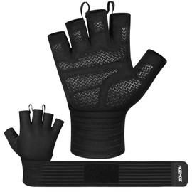 HOZMOZ Weight Lifting Gloves with Wrist Support, Gym Workout Gloves for Men Women, Full Palm 6mm Padded & Grip, Exercise Wrist Wraps for Weightlifting, Fitness, Strength Training, XSmall