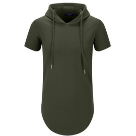 Aiyino Men's S-5X Big And Tall Short Sleeve Fashion Athletic Hoodies Sport Sweatshirt Hip Hop Pullover 4XL Army Green