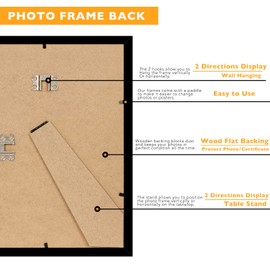 QOTIB 8.5x11 Picture Frame Black for 8.5 by 11 Document Certificate Diploma, Wood 8 1/2 X 11 Certificate Frame for Wall and Tabletop, Black