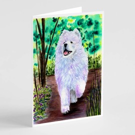 Caroline's Treasures SS8458GCA7P Samoyed Greeting Cards and Envelopes Pack of 8 Blank Cards with Envelopes Whimsical A7 Size 5x7 Blank Note Cards