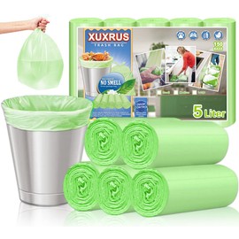 5 Litres Small Compost Bags, 150 Counts Biodegradable Garbage Bags 1.2 Gallon Trash Bags for Kitchen Food Wast Bags, Wastebasket Liners Green Bags