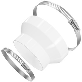 Hon&Guan Ducting Reducer 150mm to 100mm with Two Hose Clamps, 6 to 4 inch Extractor Fan Reducer Circular Reducing Joint Duct Pipe Connector Adaptor