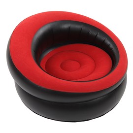 Inflatable Couch, Flocking Air Sofa Inflatable Sofa Chair Blow Up Couches Inflatable Lounge Chair for Bedroom Office Backyard Balcony Camping Travel (Red)